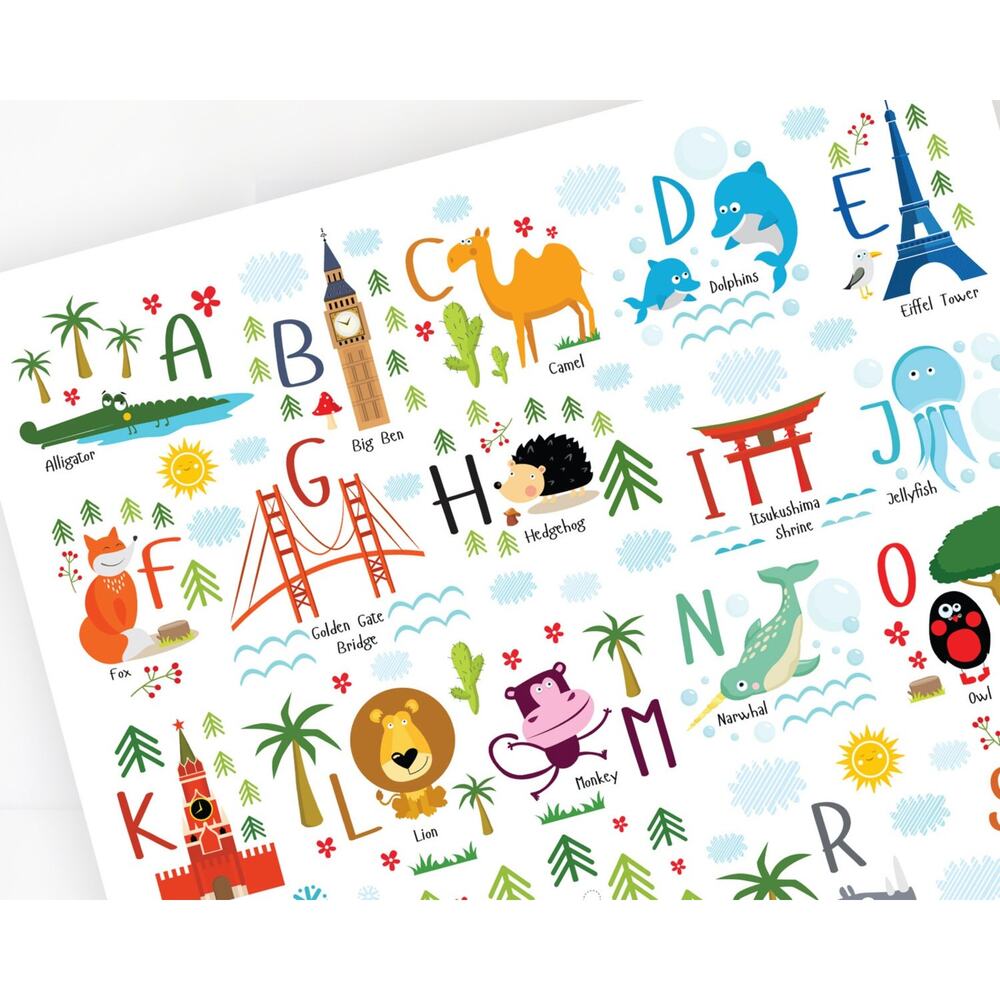 Animal Alphabet Poster, Travel Nursery Decor, Adventure Nursery Art 18" x 24" - Picture 2 of 4